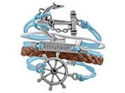 eForCity Fashion Leather Cute Infinity Charm Bracelet Jewelry Silver lots Blue Brown Voyage