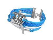 eForCity Fashion Leather Cute Infinity Charm Bracelet Jewelry Silver lots Blue Crown