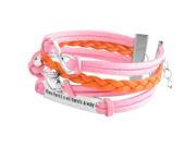 eForCity Fashion Leather Cute Infinity Charm Bracelet Jewelry Silver lots Pink Orange Idiom Plate