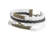 eForCity Fashion Leather Cute Infinity Charm Bracelet Jewelry Silver lots White Black Love