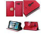 Alcatel One Touch Evolve 2 Case eForCity Shiny PU Leather Bling Flip Wallet Credit Card Cover Case for Alcatel One Touch Evolve 2 Red