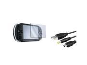 eForCity Clear LCD Screen Protector 2 in 1 USB Data Cable Charger Cable for Sony PSP 3000