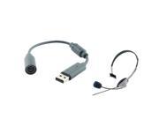 eForCity Mono Headset with Microphone Wired Controller USB Breakaway Cable Cord for Microsoft Xbox 360
