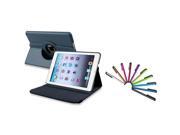 iPad Mini 3 2 1 Case eForCity Navy Blue Leather Case w Sleep Mode 10 Piece Colorful Stylus For Apple iPad Mini 3 2 1