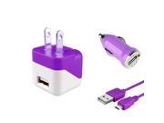 eForCity Purple Travel Wall Car Charger Adapter 10FT Cable For Cellphone Mobile