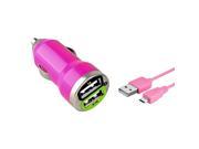 eForCity Pink 2 Port USB Mini Car DC Charger Adapter 10FT Cable For Cellphone Mobile Samsung Galaxy Note 4 Edge N9100