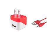 eForCity Red USB Mini Travel Wall Charger 10FT Micro USB Cable For Phone