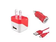 eForCity Red Travel AC Wall Car Charger Adapter 10FT 10 Micro USB Cable Universal For Cell Mobile Samsung Galaxy Note 4