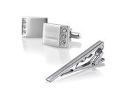 eForCity Crystal Cuff Links Mens Wedding Party Gift Cufflinks Silver Tie Clip