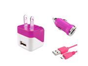 eForCity Hot Pink 6FT Micro USB Cable Mobile Travel Wall Car Charger Adapter Samsung Galaxy Note 4 Edge Nokia HTC