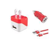 eForCity Red 2x Car DC Travel Wall Home Charger Adapter USB Cable For Cellphone Samsung Galaxy Note 4 Edge N9100