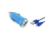 eForCity Blue USB Mini Car DC Charger Adapter 2 IN 1 Micro USB Cable For Cellphone Mobile Samsung Galaxy Note 4