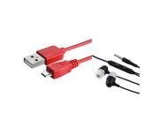eForCity 3FT Red 2 IN 1 USB Data Cable For Samsung GALAXY Note 3 III N9000 S3 S4 S5 Black Headset