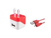 eForCity Red Color 2 IN 1 USB Cable Travel AC Wall Charger For Cellphone Mobile Samsung Galaxy Note 4 Edge N9100