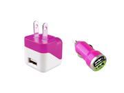 eForCity Hot Pink 2 Port USB Car AC Wall Charger Adapter For HTC Moto X G E Apple iPhone 6 Plus 5.5 4.7 LG Samsung Galaxy Note 4