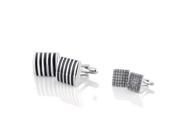 eForCity 2 Pairs High Quality Classic Cufflinks Cuff Links Silver Formal Shirt Square