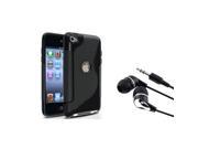 eForCity TPU Black S Shape Gel Case Skin Headset Black Silver For Apple iPod touch 4 G 4th Gen