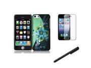 eForCity Sublime Flower Hard Case Plastic Cover Skin For Apple iPhone 5C LCD Screen Protector 3.5mm Stylus Pen