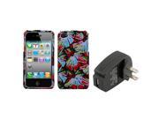 eForCity Flower Power Protector Case Cover?? For Apple iPhone 4 4S USB Travel Charger