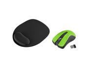 eForCity Green 2.4G Wireless Optical Game Mouse Black Wrist Comfort Mouse Pad