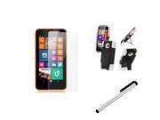 Hybrid Stand Hard Soft Case Cover For Nokia Lumia 635 Stylus Pen Clear Screen Protector Guard Shield