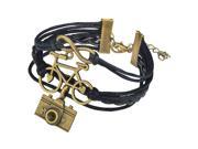 Fashion Multistring Bracelet with Charms Black Bicycle