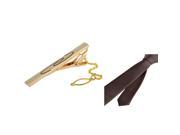 eForCity Brown Plain Color Men Necktie and Water Ripple Tie Clip with Chain