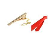 eForCity Red Plain Color Men Necktie and Water Ripple Tie Clip with Chain