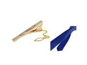 eForCity Navy Blue Plain Color Men Necktie and Water Ripple Tie Clip with Chain