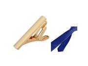 eForCity Navy Blue Plain Color Men Necktie and 1.3 Gold Plain Tie Clip