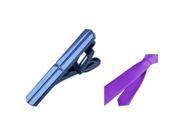 eForCity Purple Plain Color Men Necktie and 1.5 Blue Plain Tie Clip