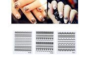 eForCity 10 sheet Set Beautifl Lacy Nail Art Decoration Stickers Black