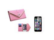 eForCity For iPhone 6 Plus 6S Plus 5.5 Leather Fabric Case Chain w card Holder Diamond Protector Pink