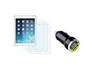 eForCity 3 Pack Matte Guard w 2 Port USB Car Charger Adapter For Apple iPad Air 2nd 1st Gen