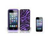 Apple iPhone 5 5S Case eForCity Fusion Zebra Hybrid PC Silicone Case Cover for Apple iPhone 5 5S w Film Purple Black