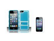 Apple iPhone 5 5S Case eForCity Gummy Stand PC TPU Rubber Case Cover for Apple iPhone 5 5S w Film Light Blue White