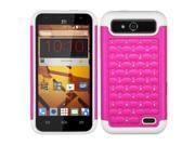 ZTE Speed Case eForCity Dual Layer [Shock Absorbing] Protection Hybrid Rubberized Hard PC Silicone Case Cover With Diamond for ZTE Speed Hot Pink White