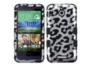 HTC Desire 510 Case eForCity Leopard Dual Layer [Shock Absorbing] Protection Hybrid Rubberized Hard PC Silicone Case Cover for HTC Desire 510 Black White