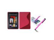 eForCity Hot Pink S Shape Candy Skin Case Cover Pink Touch Stylus compatible with Amazon Kindle Fire