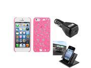 eForCity Car Charger Holder Pink Bird Nest Mesh Hard Case Cover for Apple iPhone 5 5S