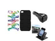 eForCity Car Charger Holder Colorful Zebra Black Fishbone Phone Case compatible with Apple® iPhone 4S 4