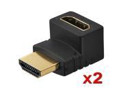 eForCity 2 pcs HDMI Right Angle Adapter Male to Female 270 Degree