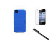 eForCity Rubberized Blue Hybrid Holster with Package LCD Film Stylus compatible with Apple® iPhone 4S 4