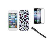 eForCity Jagged Colorful Leopard Candy Skin Cover Protector Stylus for Apple iPhone 5 5S
