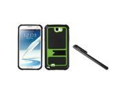 eForCity Black Green Armor Stand Case Skin Black Mini Stylus compatible with Samsung© Galaxy Note II