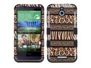 HTC Desire 510 Case eForCity Zebra Dual Layer [Shock Absorbing] Protection Hybrid Rubberized Hard PC Silicone Case Cover for HTC Desire 510 Brown Black