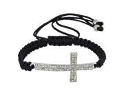 eForCity Adjustable Braided Bracelets w Sideways Cross Black