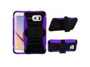 Samsung Galaxy S6 Case eForCity Dual Layer [Shock Absorbing] Protection Hybrid PC Silicone Holster Case Cover for Samsung Galaxy S6 SM G920 Black Purple