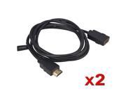 eForCity 2 Pack 6 ft Male to FeMale Extender Extension High Speed HDMI Cable