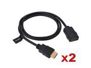 eForCity 2 Pack High Speed HDMI Cable M F Extension 3FT